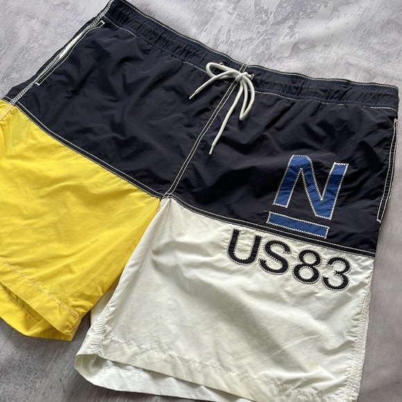 Nautica Yellow/Blue Colour Block NUS83 Shorts - Picture 2 of 9